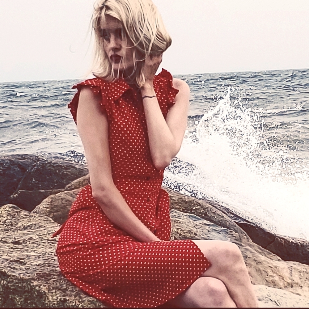 Monteau Polka Dot Midi Dress With Pockets